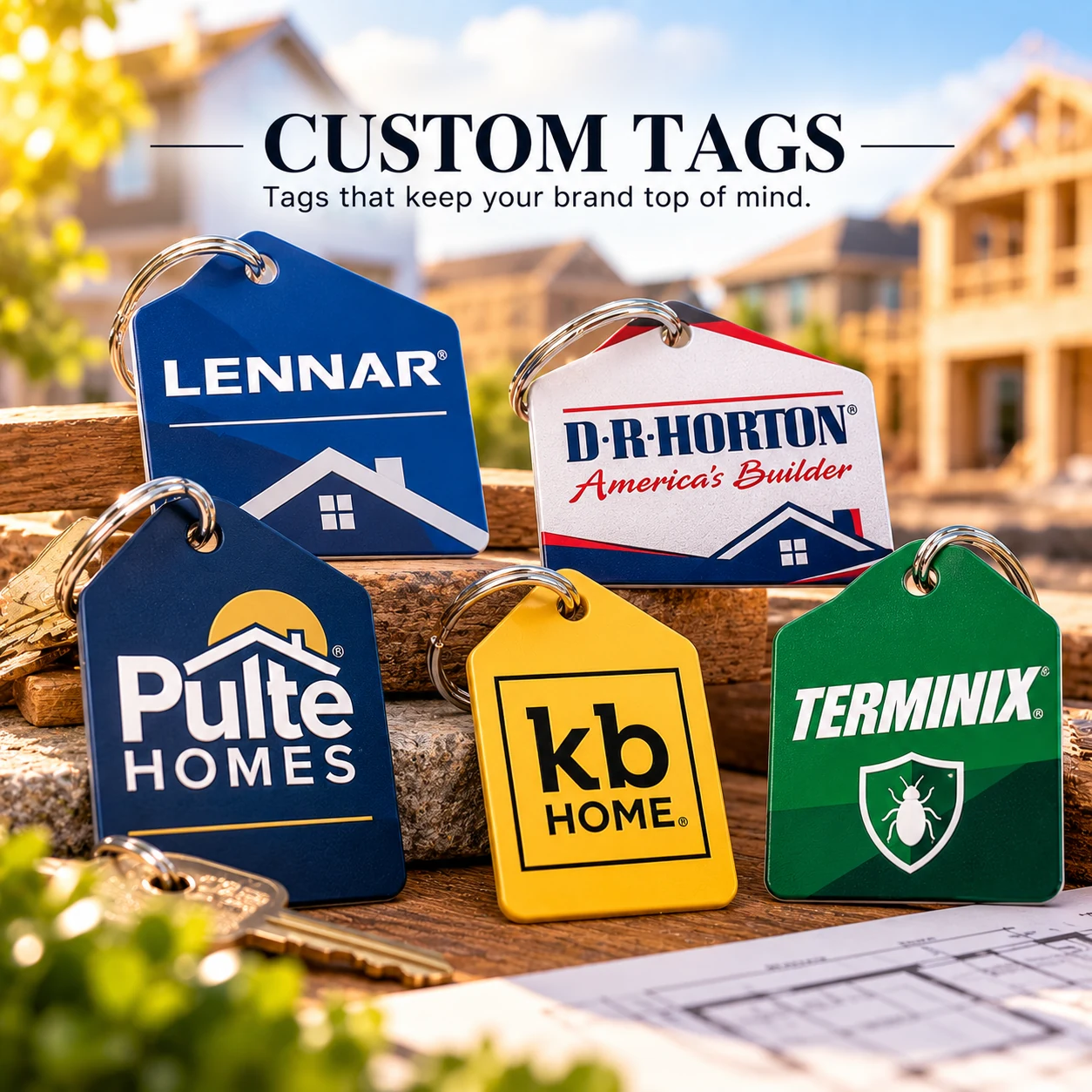Custom Tags produced by MugsLab for customers across the USA